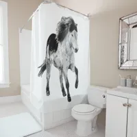 Icelandic horse in motion shower curtain