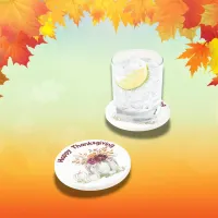 Simple White Pumpkin & Floral Thanksgiving | Coaster