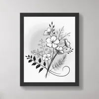 Minimalist Floral Line Art Framed Poster Print