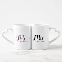 Modern Elegant Typography Mr and Mrs Newlywed Coffee Mug Set