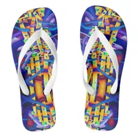 Abstract cubes purple flip flops