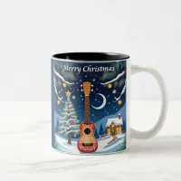 Christmas Ukulele Musical Instrument Music Winter  Two-Tone Coffee Mug