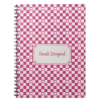 Pink Checkers & Hearts Notebook