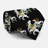 Elegant Casablanca White Oriental Lilies Neck Tie