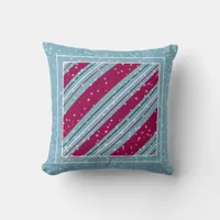 Christmas Diagonal Stripes Blue ID440 Throw Pillow