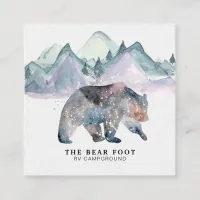 *~* Magical Bear Mountains and Pine Trees Square Business Card