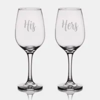 Simple "His & Hers" Monogram Text etched | Wine Glass