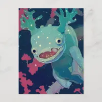 Blue Axolotl in Space Postcard