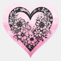 Black and White Tribal Heart Heart Sticker