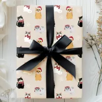 Santa Cats Cute Pet Kitty Christmas Pattern Wrapping Paper