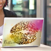Pop Art Glittery Glam Faux Gold Kiss Personalized HP Laptop Skin