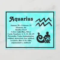 Astrology Sign Aquarius Horoscope Zodiac Postcard