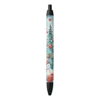 Whimsical Cute Snow Man and Christmas Tree  Pen