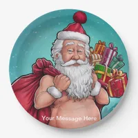 Funny Dirty Santa Christmas Collection Paper Plates