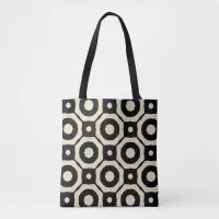 Trendy Mosaic Black & Beige Geometric Pattern Tote Bag