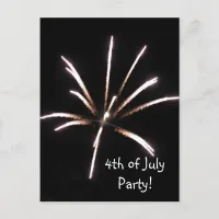 Fireworks 4th of July Party Invitation Postcard