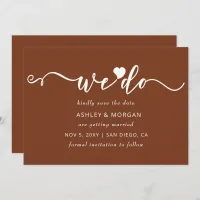 Simple Elegant Script Terracotta Heart We Do Save The Date