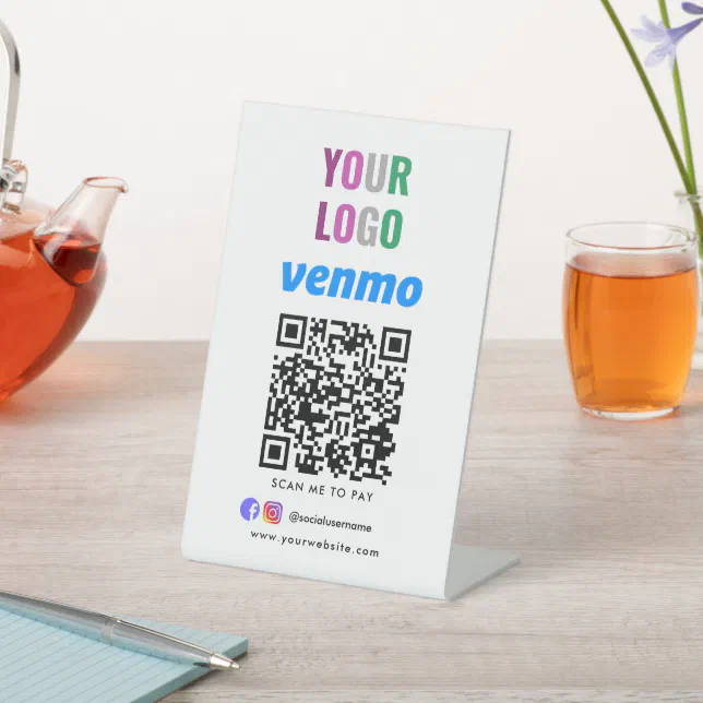 Venmo QR Code Payment | Scan to Pay Business Logo Pedestal Sign