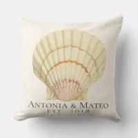 Vintage Scallop Single Seashell Wedding Throw Pillow