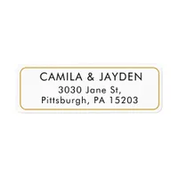 Minimal Elegant Gold Border Wedding Return Address Label