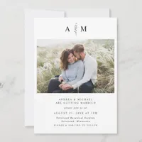 Simple Modern Branch Botanical Photo Wedding Invitation