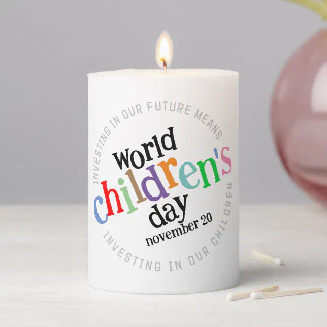 Colorful Happy World Children's Day Pillar Candle