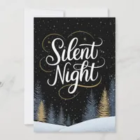 Silent Night Black and Gold Non-Denominational  Holiday Card