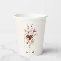 Boho Wildflower Wedding Elegant Fall Vintage Paper Cups