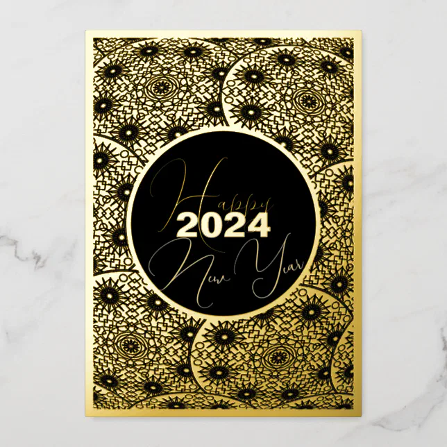 Golden mandala - Happy New Year 2024 Foil Invitation