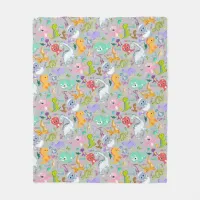 Cute Dinosaur Pattern on Grey | Fleece Blanket