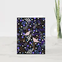 Blank Abstract Tropical Birds Floral Note Card