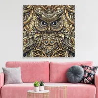 Steampunk Metal Gears and Owl Canvas Print