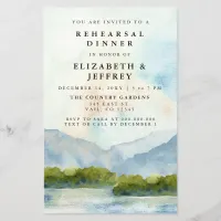 Budget Mountains Lake Rehearsal Dinner Invitation