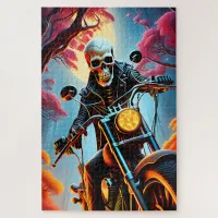 Skeleton Riding through the fire cave Jigsaw Puzzle