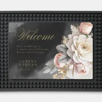 Floral Drama Wedding Welcome Charcoal ID1022 Bar Mat