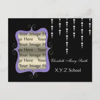 dangling pearls purple photo Graduation Invitation