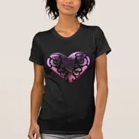 Filigree Goth Pink Heart T-Shirt