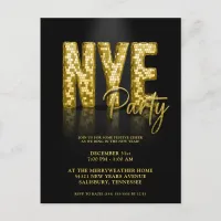 Gold New Years Eve Disco Party Invitation Postcard