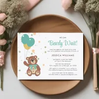 We Can Bearly Wait Cute Gender Neutral Baby Shower Invitation