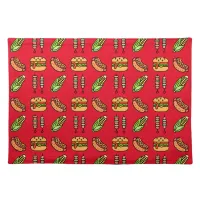 Barbecue Foods | Hamburger, Hotdog, Shish Kabob Cloth Placemat