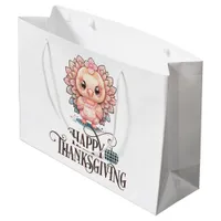 Cute Thanksgiving Turkey Large Gift Bag