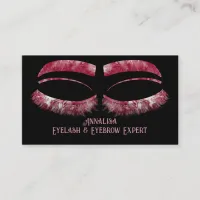 Luxury Watercolor Eyelash & Brow Beauty, Red Pink Business Card