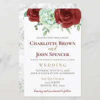 Budget succulent burgundy wedding invitation