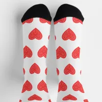 Red Valentine Hearts Pattern Socks