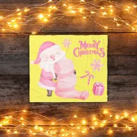 Cute Christmas in Pink on Yellow | Pet  Fleece Blanket