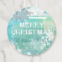 Winter Snowflakes Merry Christmas Peel Off Look Favor Tags