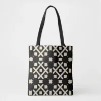 Decorative Elegant Black & Beige Geometric Pattern Tote Bag