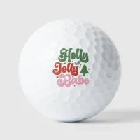 Holly Jolly Babe Retro Groovy Christmas Holidays Golf Balls