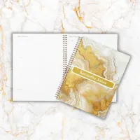 Modern Gold & White Agate Geode Monogram |  Planner