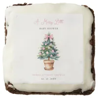 Pink Bow Christmas Tree Merry Little Baby Shower Brownie